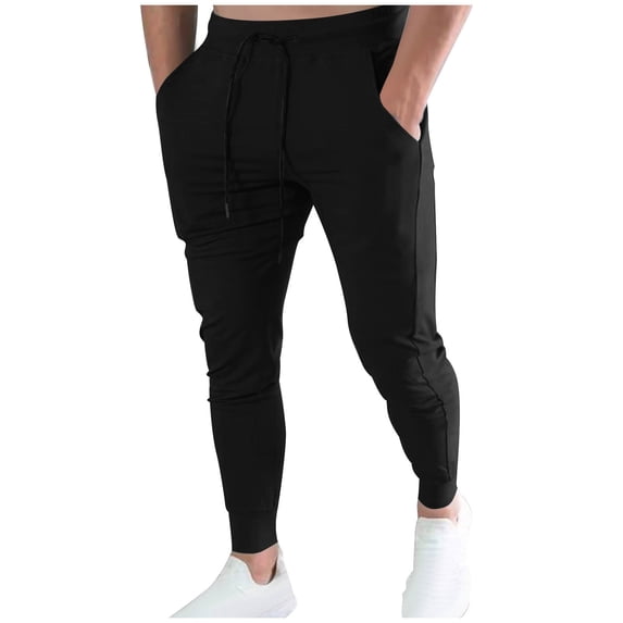 Fjofpr Men's Workout Athletic Pants Running Sweatpants with Pockets Relaxed Fit Men's Fashion Drawstring Sports Fitness Pants Footband Multi Pockets Sweatpant Full Length Pants