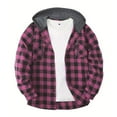 thumbnail image 1 of Fjofpr Mens Jackets Casual Stylish Men Casual Patchwork Fashion Plaid Hooded Button Long Sleeve Shirt Blouse, 1 of 6