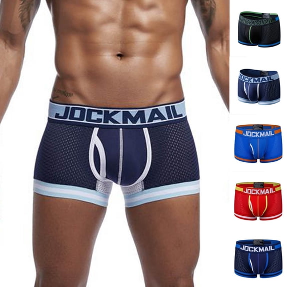 Fjofpr Mens Sport Underwear Boxer Briefs Men Casual Fashion Solid Underwear Thong Buttock Lift Breathable Briefs Sky Blue M