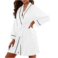 thumbnail image 1 of Fjofpr Nightgowns for Women Long Sleeve Women's Collar Medium Long Simulated Silk Home Solid Color Lace Up Nightgown, 1 of 6