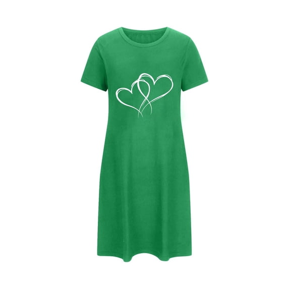 Fjofpr Nightgowns for Women Plus Size Women's Oversized Short Nightgown Fashion Chest Print Short Sleeve Nightdress
