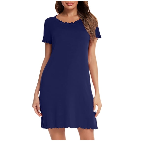 Fjofpr Nightgowns for Women Short Sleeve Women's V-neck Short Sleeved Loose Fitting Women's Pajamas Wearing A Long Nightgown Outside