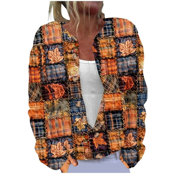 Fjofpr Oversized Cardigan Sweaters for Women Plus Size Ladies Long-sleeved Printed Button-knit Top Casual Jacket Brown XXXXXL