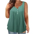 thumbnail image 1 of Fjofpr Plus Size Tank Tops for Women 4X-5X Womens Tank Summer Solid Sleeveless Flared Trendy Casual Blouse Button Tunic Shirt, 1 of 4