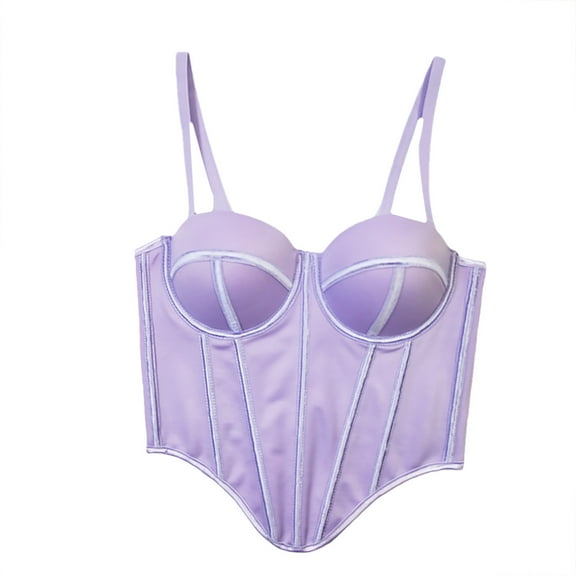 Fjofpr Purple Corset Tops for Women Women Irregular Fishbone Corset Inside With Outside Wearing Suspenders Female Corset Waist