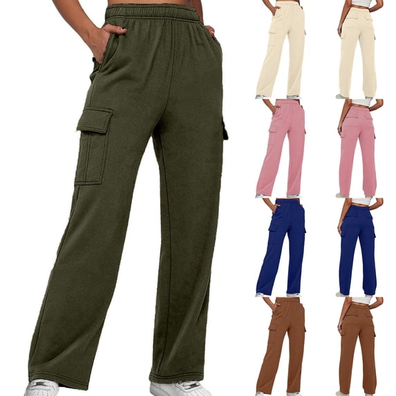 Fjofpr Savings Clearance 2024! Funicet Cargo Pants for Women Women's Fashionable Casual Elastic Waist With Multiple Pockets, Work Clothes, and Sports Pants Khaki XL
