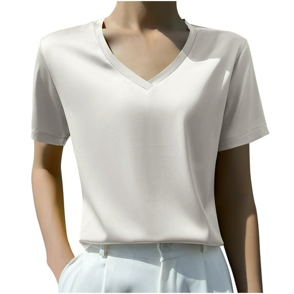 Fjofpr Shirts for Women under 5 Women'S Solid Color V-Neck Short Sleeve Casual Shirt Top