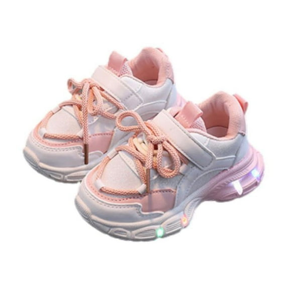 Fjofpr Shoes for Girls Sneakers for Girls Girl Shoes Light Up Girls' New Shiny Sports Shoes Children's Soft Soles Non-slip Casual All Comfortable Breathable Baby Slip-on Shoes