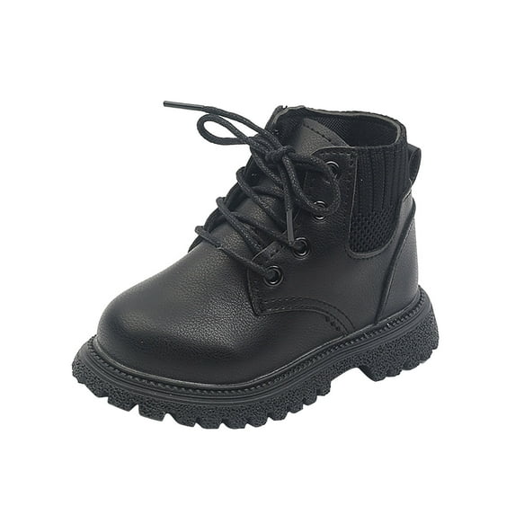 Fjofpr Shoes for Girls Toddler Shoes for Boys Toddler Girl Shoes Black Boots Toddler Shoes Boys Girls British Style Knitted Elasticated Fashion Lace-up Non-slip Comfortable