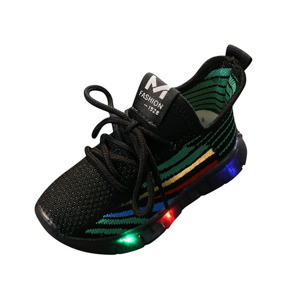 Fjofpr Shoes for Girls Clearance Toddler Shoes for Boys Toddler Girl Shoes Black Sneakers Children Kids Baby Girls Boys Bling Led Light Luminous Sport Sneakers Shoes