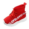 thumbnail image 1 of Fjofpr Shoes for Girls Clearance Toddler Shoes for Boys Toddler Girl Shoes Red Boots Children&nbsp;Kids Baby Girls Boys Letter Stretch Run Sneakers Sport Shoes Boots, 1 of 9