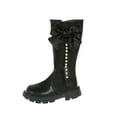 thumbnail image 1 of Fjofpr Shoes for Girls Clearance Winter Boots for Girls Toddler Black Boots for Girls Fall/Winter New Bow Children's High Little Girl's Fashionable Single Boot, 1 of 9