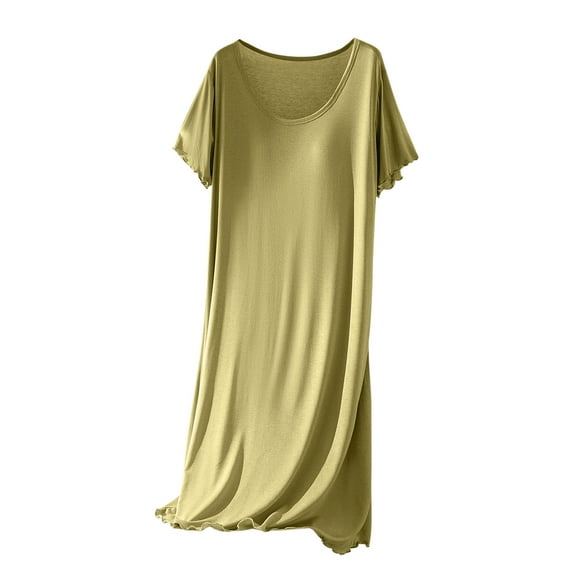 Fjofpr Sleepwear for Women Women's Round Neck Short Sleeve Solid Color Chest Cushion Loose Comfortable Home Sleeping Dress