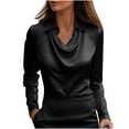 thumbnail image 1 of Fjofpr Solid Color Shirts for Women Women's Temperament Solid Color Long Sleeve Round Collar Top/Shirt, 1 of 7