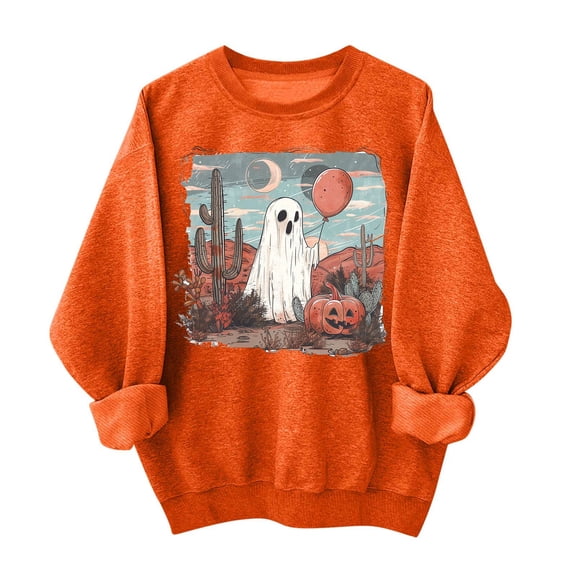 Fjofpr Sweatshirts for Women Loose Fit Halloween Sweatshirt for Women Plus Size Women's Round Neck St. Patrick's Day Printed Long Sleeved Top Sweatshirts