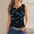 thumbnail image 1 of Fjofpr Tank 3 Pro Women's 2024 Summer Printed Button Round Neck Sports Tank Top For Outwear With Bottom Short Top Round Neck Tank Top Blue S, 1 of 5