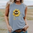 thumbnail image 1 of Fjofpr Tank Top Women 2024 Women's New Loose Casual Fashion Crew-neck All-matching Printed Top Sky Blue S, 1 of 4