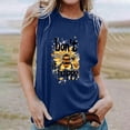 thumbnail image 1 of Fjofpr Tanks 2024 Women's New Loose Casual Fashion Crew-neck All-matching Printed Top Blue L, 1 of 4