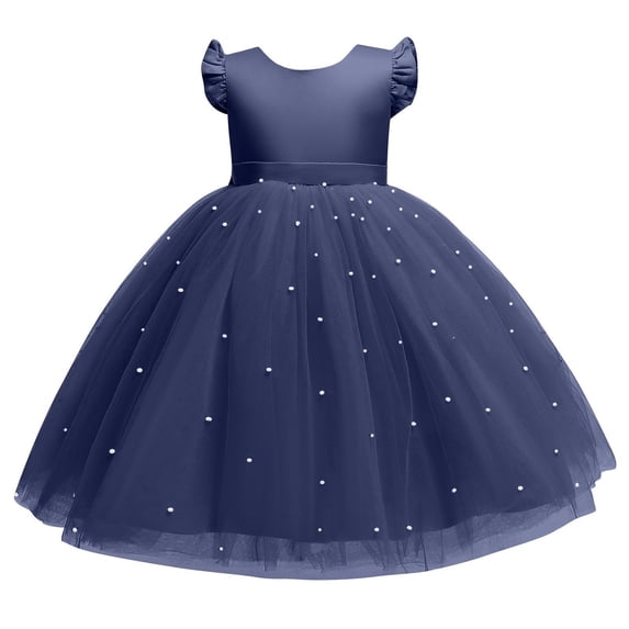 Fjofpr Toddler Clothes under $20 for Girls Fashionable Girls' Solid Color Mesh Puffy Dress Girls' Performance Formal Dress（4-10Y）