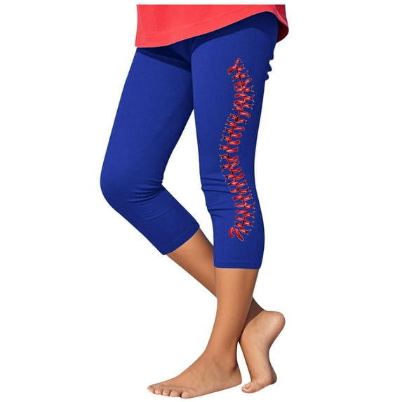 Fjofpr Toddler Girl Clothes 5T-6T Toddler Kids Fashion Baesball Print Summer Leisure Yoga Sports Frenum Cropped Pants Blue 6 Years