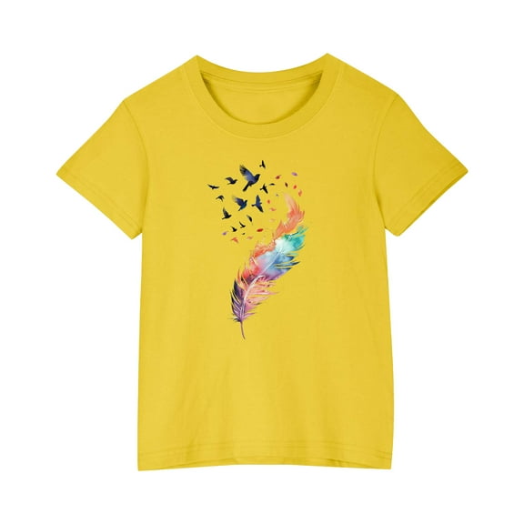 Fjofpr Toddler Girl Clothes under $5 3T Girls Shirts Toddler Kids Boys Girls Print T-shirt Fashion Cute Round Neck Print Short Sleeve Top (3-10 Years)