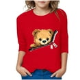 thumbnail image 1 of Fjofpr Toddler Girl Clothes under $5 5T Girls Clothes Outfits Boys Girls Shirts Bear Print Tshirt 3/4 Sleeve Top Funny Graphic Tshirts 3-12 Years, 1 of 4