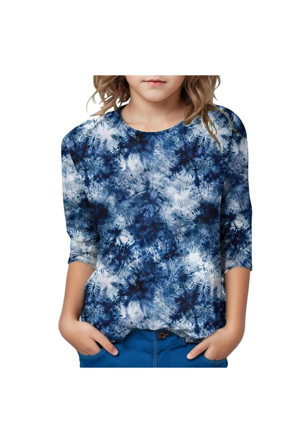 Toddler Girl Clothes under $5 Toddler Girl Clothes 5T-6T Boys Girls Shirts Interest Gradient Print Tshirt 3/4 Sleeve Top Funny Graphic Tshirts 3-12 Years