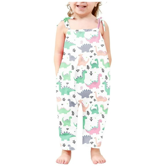 Fjofpr Toddler Girl Clothes under $10 Toddler Girls Kids Printing Jumpsuit Playsuit Strap Romper Summer Outfits Clothes