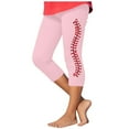 thumbnail image 1 of Fjofpr Toddler Girls Leggings Footless 2T-3T Toddler Kids Fashion Baesball Print Summer Leisure Yoga Sports Frenum Cropped Pants Pink 3 Years, 1 of 4
