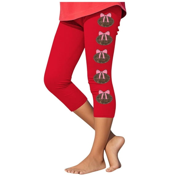 Fjofpr Toddler Girls Leggings Size 24 Months Toddler Kids Fashion Baesball Print Summer Leisure Yoga Sports Frenum Cropped Pants Red 2 Years