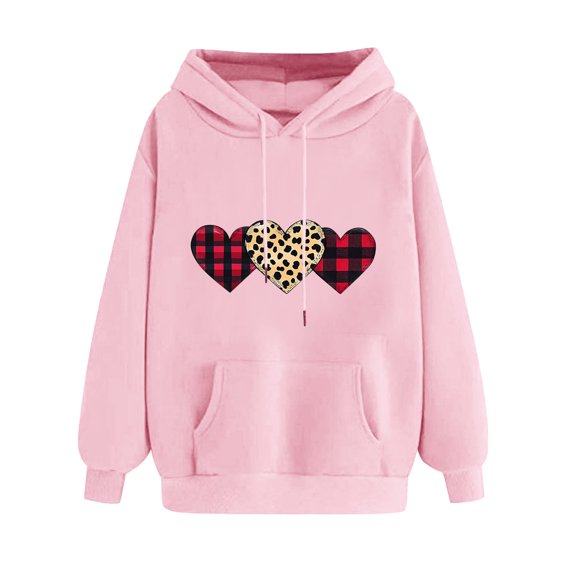 Fjofpr Valentine Clothes Women Graphic Hoodies for Women Trendy Women's Print Winter Hoodie Pullover Tops Long Sleeved Comfortable Sweatshirt