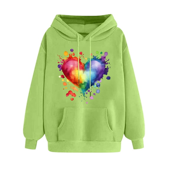 Fjofpr Valentine Clothes Women Hoodies for Women Cotton Women's Print Winter Hoodie Pullover Tops Long Sleeved Comfortable Sweatshirt