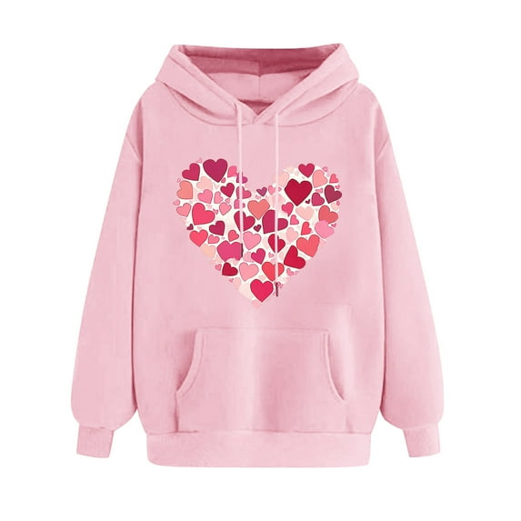 Fjofpr Valentine Clothes Women Sweatshirts for Women under $10.00 Women's Print Winter Hoodie Pullover Tops Long Sleeved Comfortable Sweatshirt
