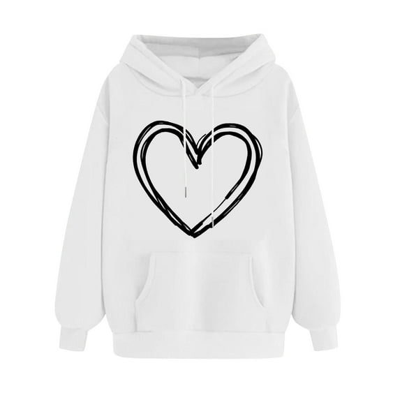 Fjofpr Valentine Clothes Women Womens Clothes Tops Women's Print Winter Hoodie Pullover Tops Long Sleeved Comfortable Sweatshirt