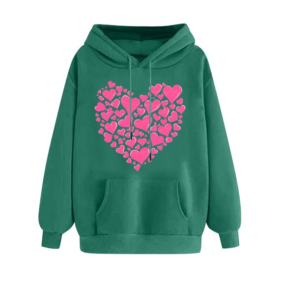 Fjofpr Valentine Clothes Women Womens Hoodies under $10 Women's Print Winter Hoodie Pullover Tops Long Sleeved Comfortable Sweatshirt