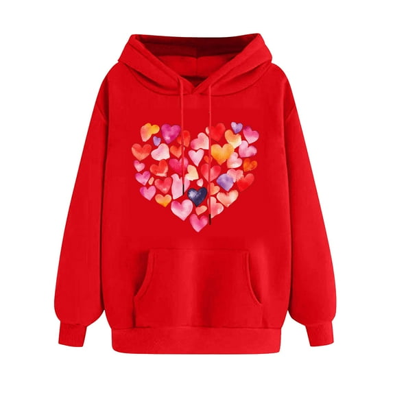 Fjofpr Valentine Clothes Women Womens Sweatshirt Pullover Women's Print Winter Hoodie Pullover Tops Long Sleeved Comfortable Sweatshirt
