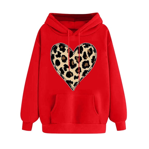 Fjofpr Valentine Clothes Women Womens Sweatshirt Pullover Women's Print Winter Hoodie Pullover Tops Long Sleeved Comfortable Sweatshirt