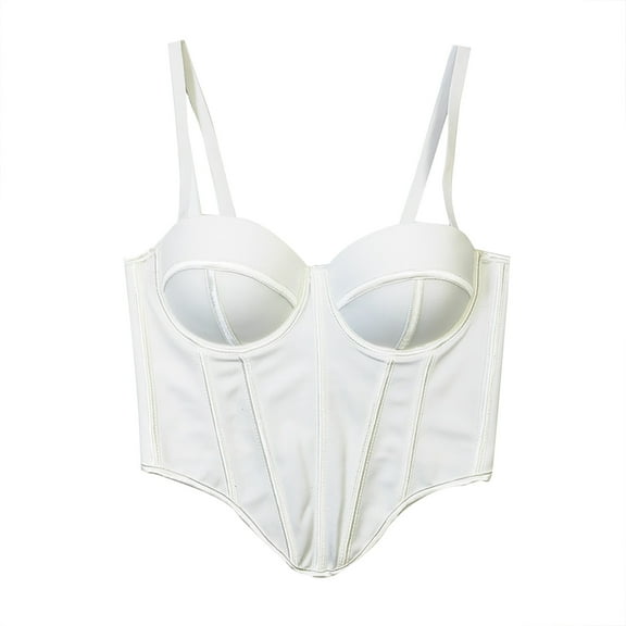 Fjofpr White Corset Tops for Women Women Irregular Fishbone Corset Inside With Outside Wearing Suspenders Female Corset Waist