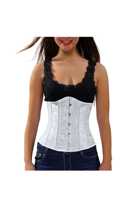 White Corset Tops for Women Women Shapewear Cinchers Waist Trainer Underbust Corset Belt Stomach Wrap Body Shaper Workout Girdle