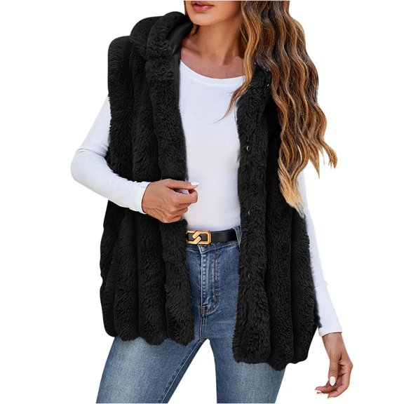 Fjofpr Winter Coats for Women Sale Winter Coats for Women Plus Size Womens Ladies Warm Faux Furry Coat Jacket Winter Solid V-neck Outerwear