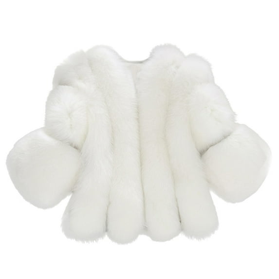 Fjofpr Winter Coats for Women Sale White Faux Fur Coats for Women Women Fashion Jackets Short Stitching Faux Coat