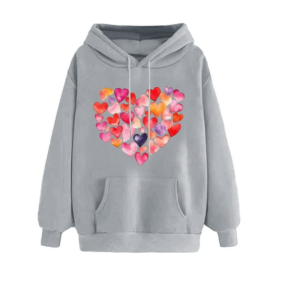 Fjofpr Women Clothes under $10 Womens Sweatshirts & Hoodies on Women's Print Winter Hoodie Pullover Tops Long Sleeved Comfortable Sweatshirt