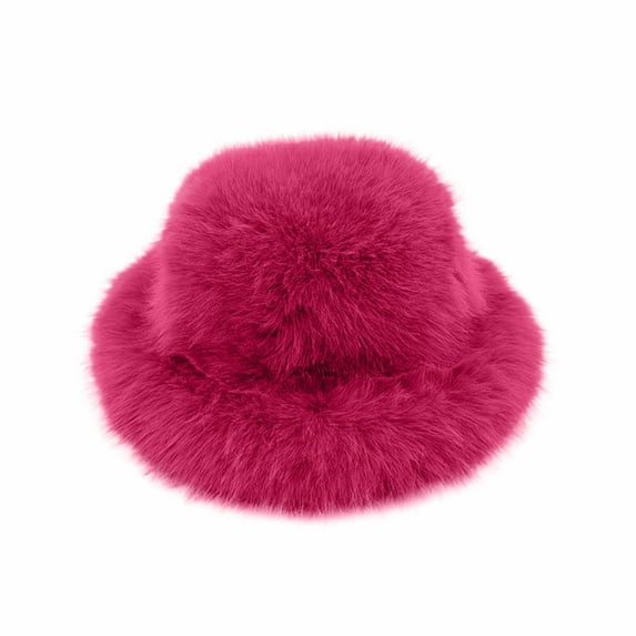 Fjofpr Women Hats Clearance Fluffy Bucket Hat Women'S Oversized Fluffy Wide Brim Hat Women's Solid Color Winter Warm Punk Dome Hat Fashion Plush Fisherman Hat
