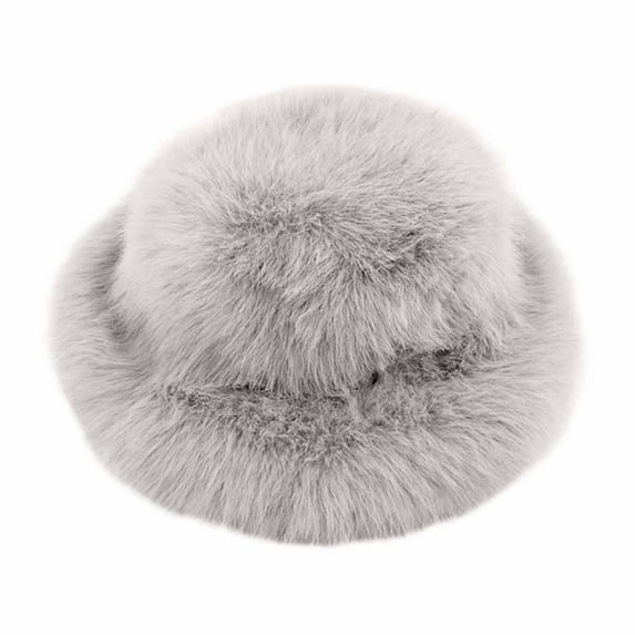 Fjofpr Women Hats Clearance Fluffy Bucket Hat Women'S Oversized Fluffy Wide Brim Hat Women's Solid Color Winter Warm Punk Dome Hat Fashion Plush Fisherman Hat