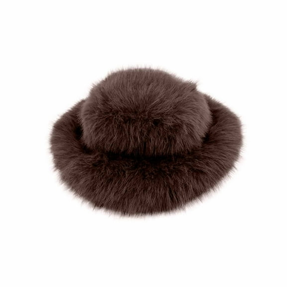 Fjofpr Women Hats Clearance Fluffy Faux Fur Trimmed Winter Fashion Hat for Women Fashionable Outdoor Warm Hats Christmas Gift Women's Solid Color Winter Warm Punk Dome Hat Fashion Plush Fisherman Hat