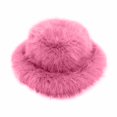 thumbnail image 1 of Fjofpr Women Hats Clearance Fluffy Faux Fur Trimmed Winter Fashion Hat for Women Fashionable Outdoor Warm Hats Christmas Gift Women's Solid Color Winter Warm Punk Dome Hat Fashion Plush Fisherman Hat, 1 of 3