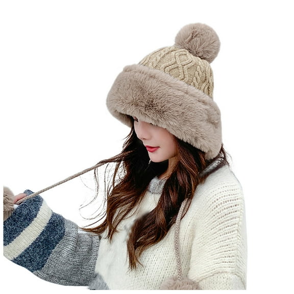 Fjofpr Women Hats Winter Women Hats Fashion Fall Women's Fashion Knitting Warm And Winter Cold Proof Solid Color Pullover Caps Hats