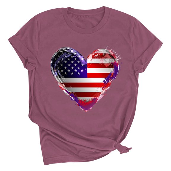 Fjofpr Women's Clothing Shirts Summer Womens Tops Blouses Summer Tunic Tops Heart Shaped Top Short Sleeve Solid Color Loose Round Neck Tees Shirts