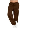 thumbnail image 1 of Fjofpr Womens Clothes Cargo Pants for Women Plus Size Casual Elastic Waist Drawstring Multiple Pockets Loose Fit Trouser, 1 of 8