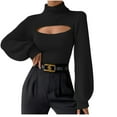 thumbnail image 1 of Fjofpr Womens Clothes Clearance Knitted Sweaters for Women Winter Sexy Tube Top Long Sleeve Turtleneck Cropped Sweater Tops, 1 of 6